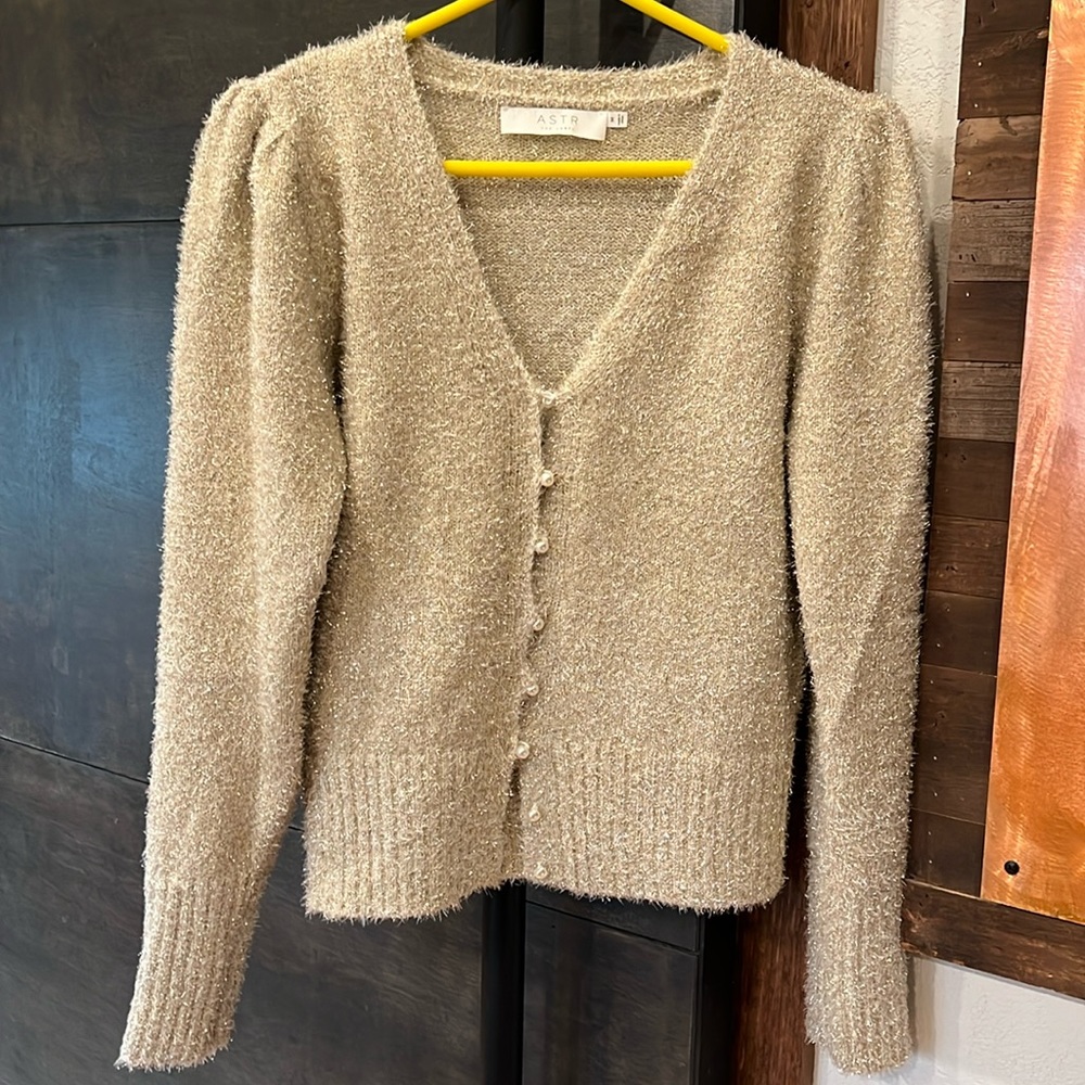 Astr The Label Gold Tinsel Sweater